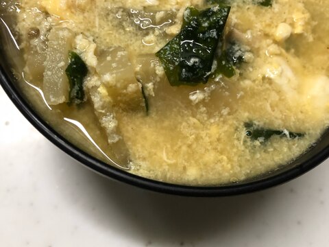 木綿豆腐とわかめの豚かきたま汁(^^)